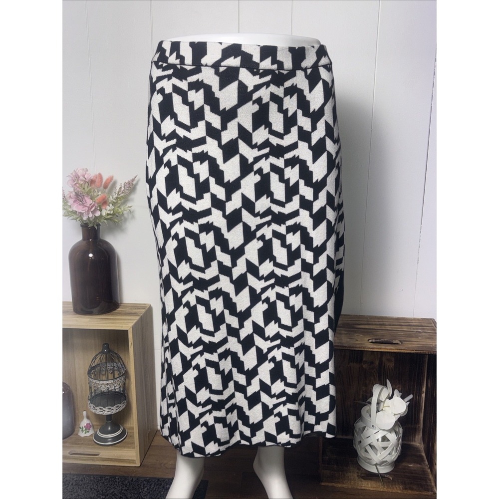 Future Collective Midi Wrap Skirt Women 4X Multi Geometric Knitted Slit Pull On